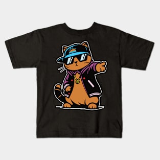 Cool Orange Cat, Ginger Cat Hiphop Lifestyle Design Kids T-Shirt